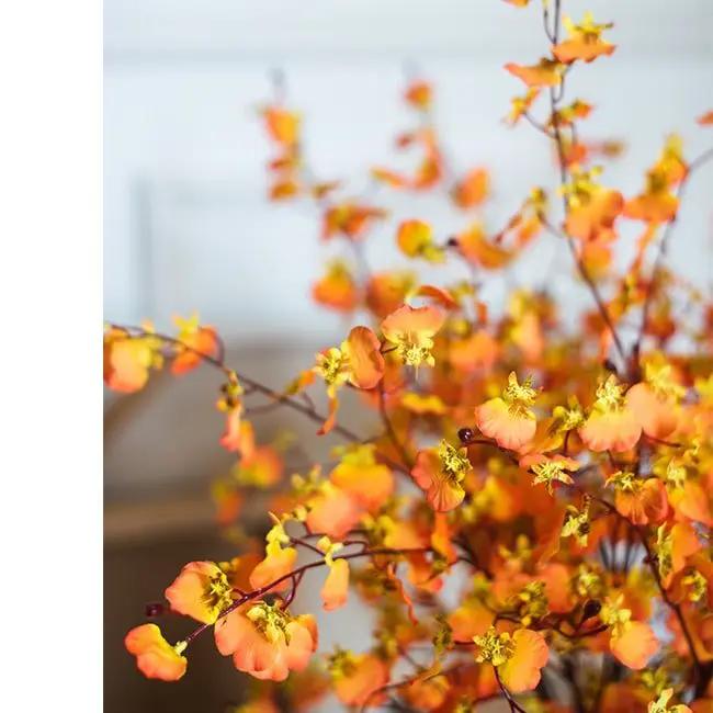 Impressionist Oncidium Orchid Stem in Orange 31" Tall by RusticReach
