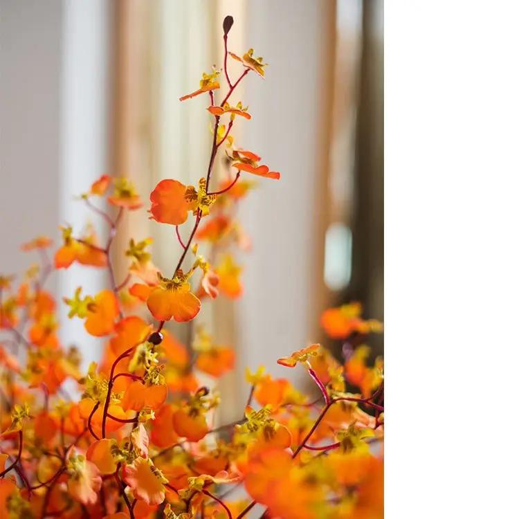 Impressionist Oncidium Orchid Stem in Orange 31" Tall by RusticReach