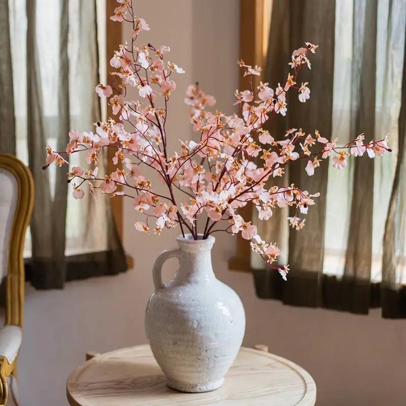Impressionist Oncidium Orchid Stem in Pink 31" Tall by RusticReach