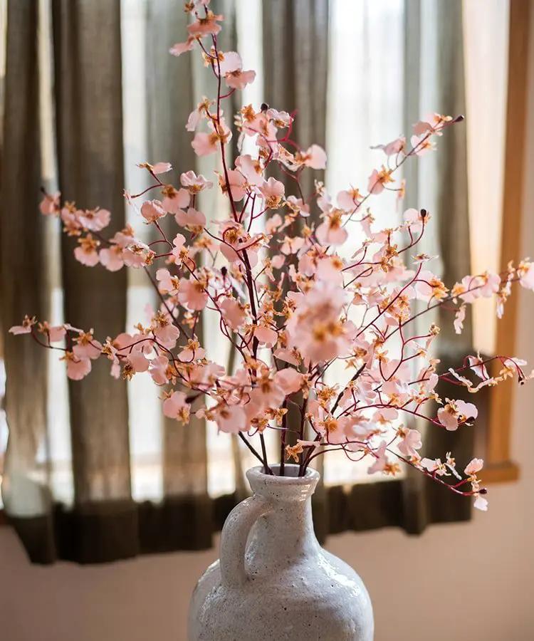 Impressionist Oncidium Orchid Stem in Pink 31" Tall by RusticReach
