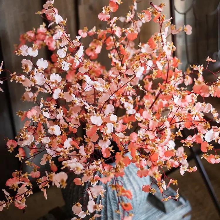 Impressionist Oncidium Orchid Stem in Pink 31" Tall by RusticReach
