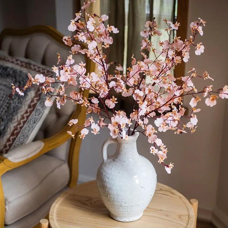 Impressionist Oncidium Orchid Stem in Pink 31" Tall by RusticReach