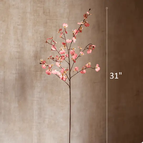Impressionist Oncidium Orchid Stem in Pink 31" Tall by RusticReach