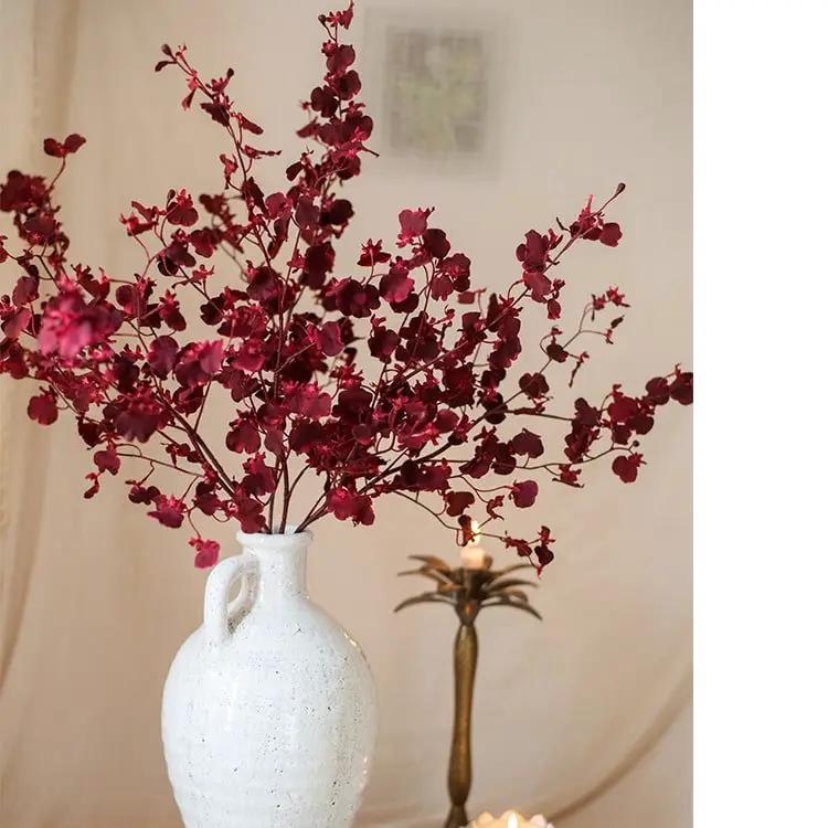 Impressionist Oncidium Orchid Stem in Red 31" Tall by RusticReach