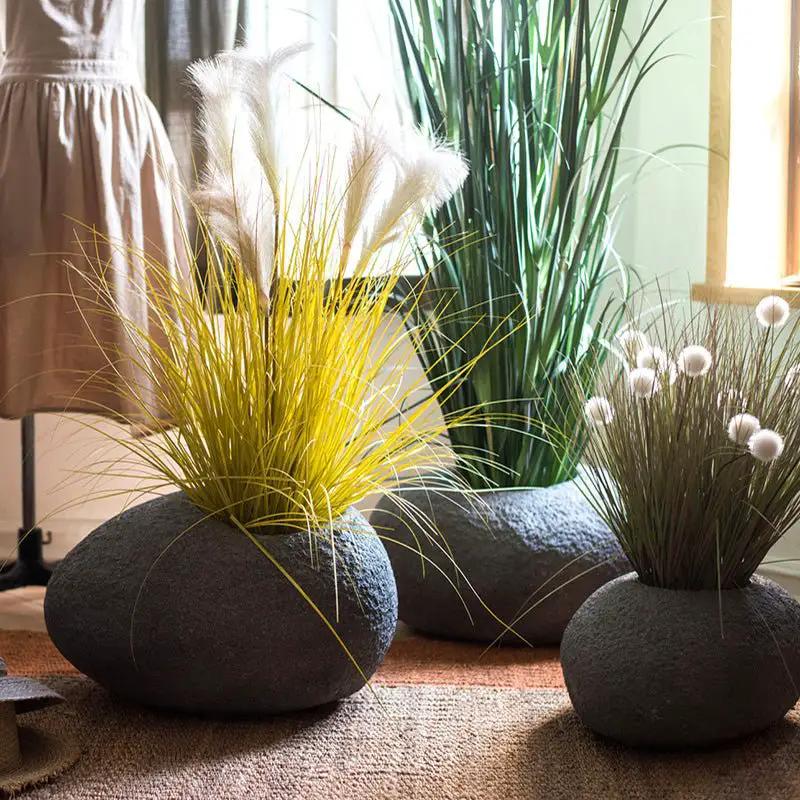 Japanese Zen Style Gray Stone Flowerpot by RusticReach