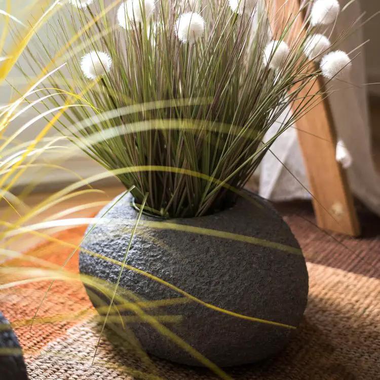 Japanese Zen Style Gray Stone Flowerpot by RusticReach