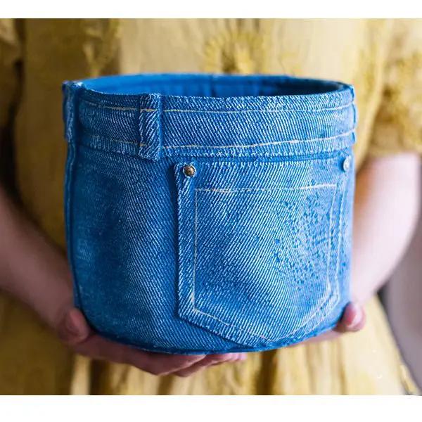 Pants for Plants Blue Jeans Cement Flower Pot by RusticReach