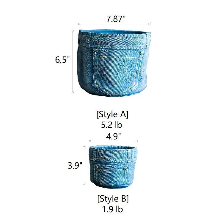 Pants for Plants Blue Jeans Cement Flower Pot by RusticReach