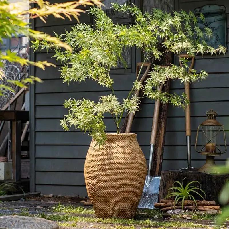 Large Basket Cement Pot Backyard Planter by RusticReach