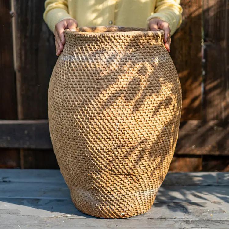 Large Basket Cement Pot Backyard Planter by RusticReach