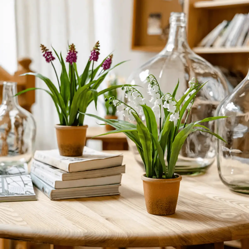 Faux Lily of the Valley in Brown Pot by RusticReach