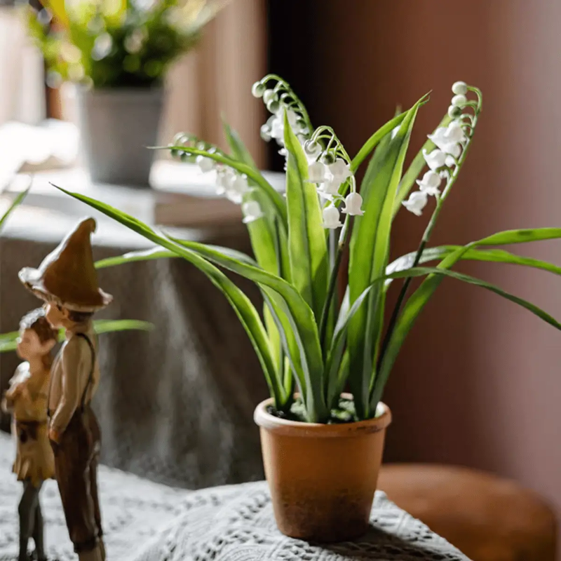 Faux Lily of the Valley in Brown Pot by RusticReach
