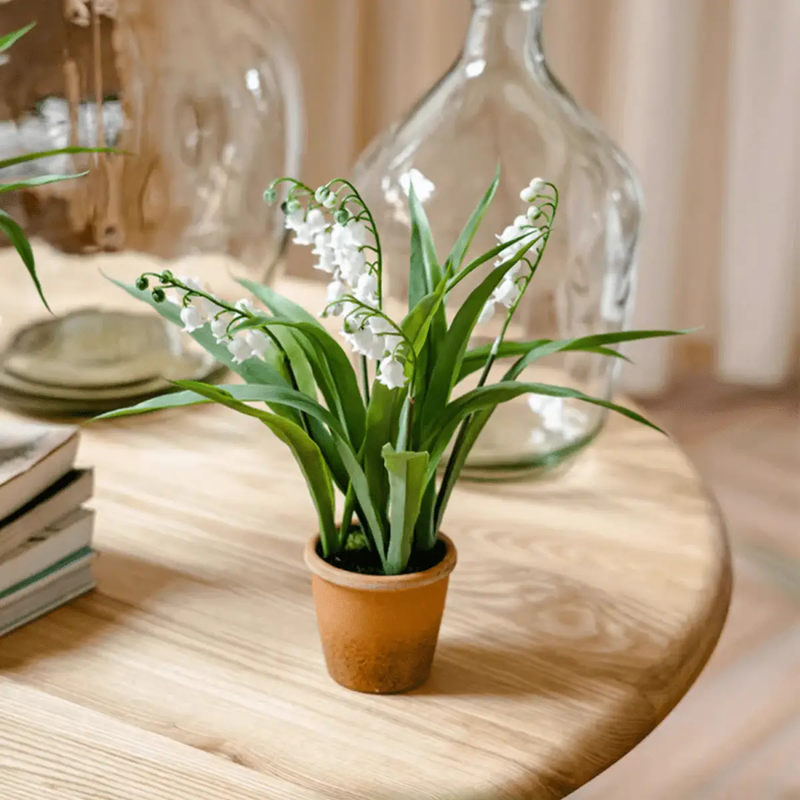 Faux Lily of the Valley in Brown Pot by RusticReach