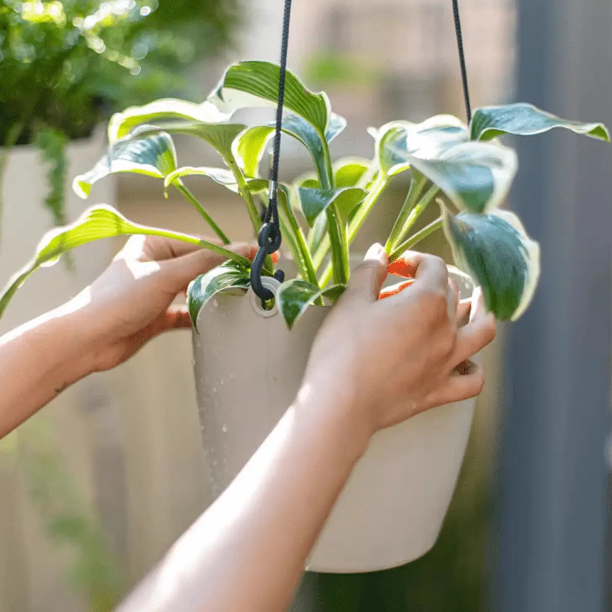 Modern Resin Hanging Planter for Artificial Plants by RusticReach