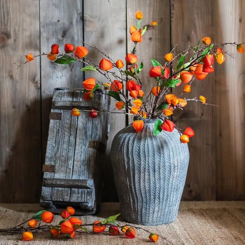 Artificial Makino Fruit Stem in Orange Red 39" Tall Silk Plant by RusticReach