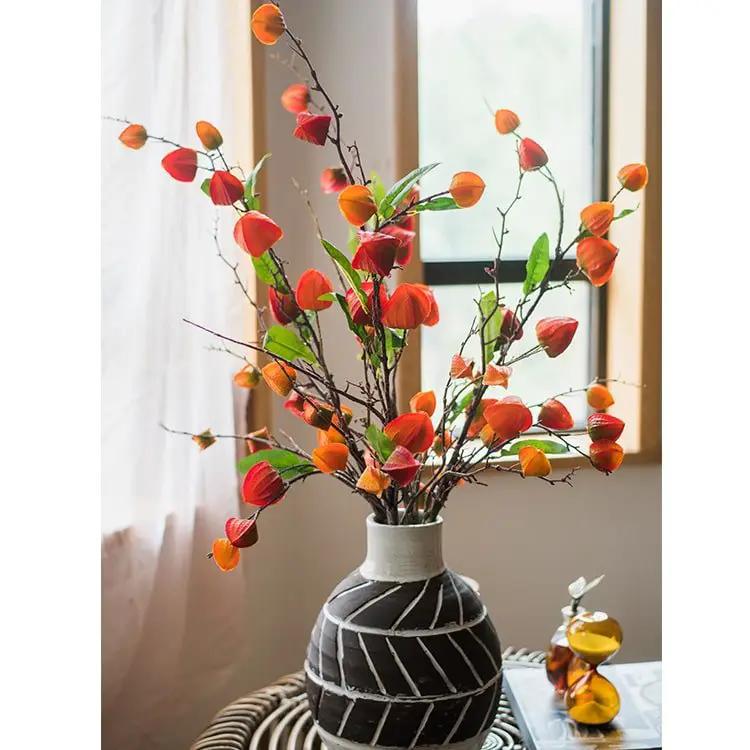 Artificial Makino Fruit Stem in Orange Red 39" Tall Silk Plant by RusticReach