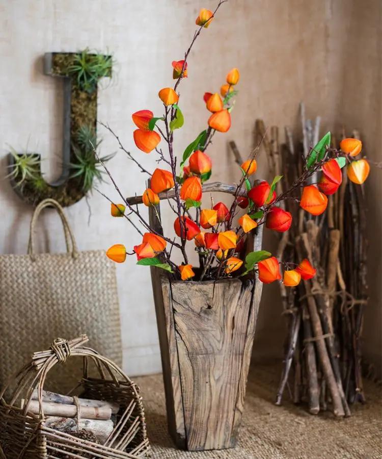 Artificial Makino Fruit Stem in Orange Red 39" Tall Silk Plant by RusticReach