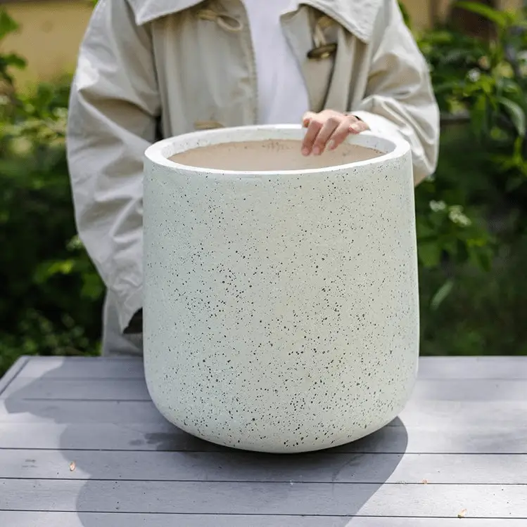 Modern White Planter Round by RusticReach