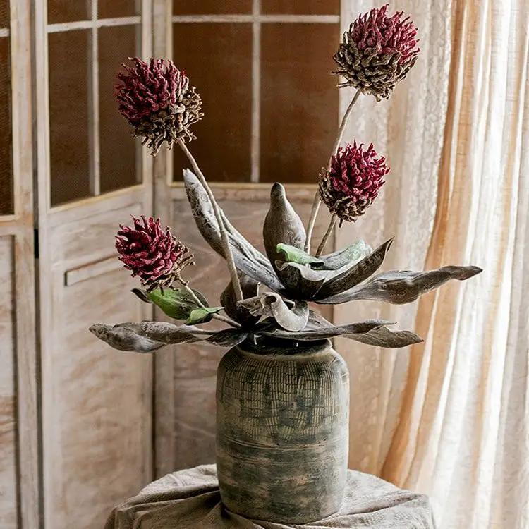 Artificial Tall Stem Flower Mulan Thistle 43" Tall by RusticReach