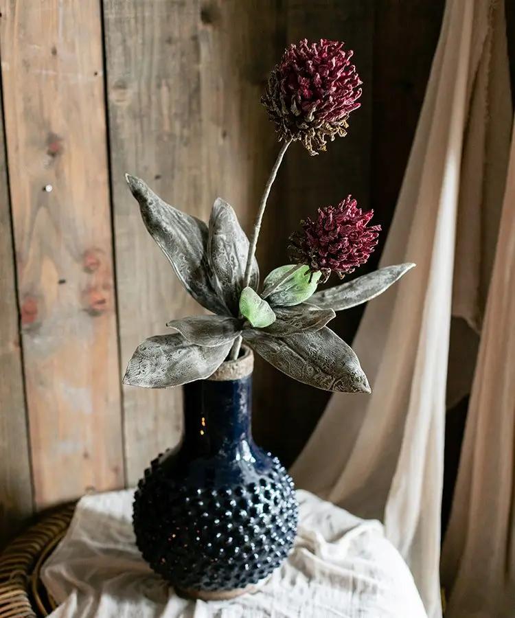 Artificial Tall Stem Flower Mulan Thistle 43" Tall by RusticReach