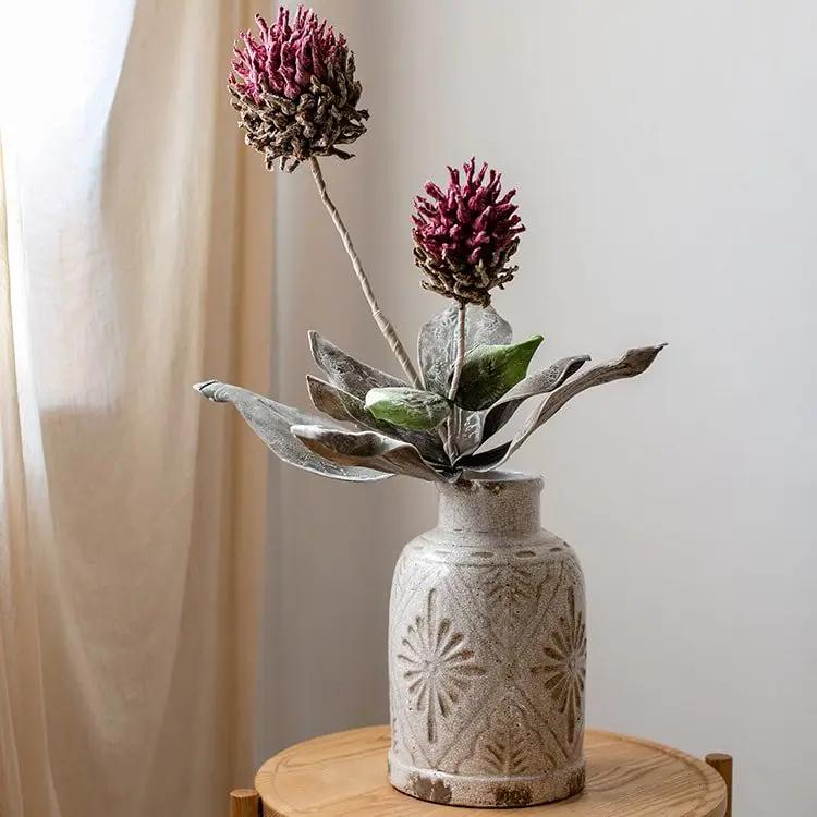 Artificial Tall Stem Flower Mulan Thistle 43" Tall by RusticReach