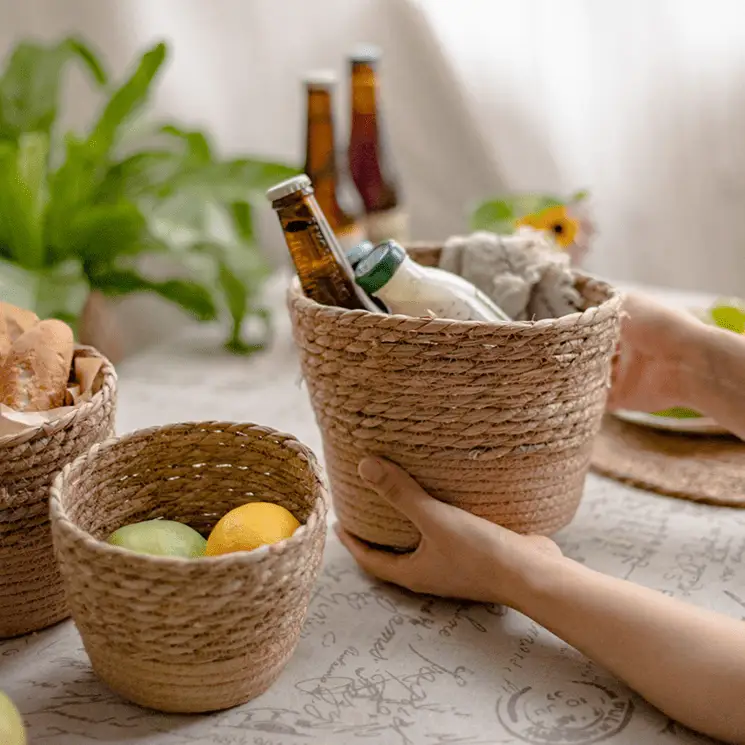 Natural Straw Desktop Flower Basket by RusticReach
