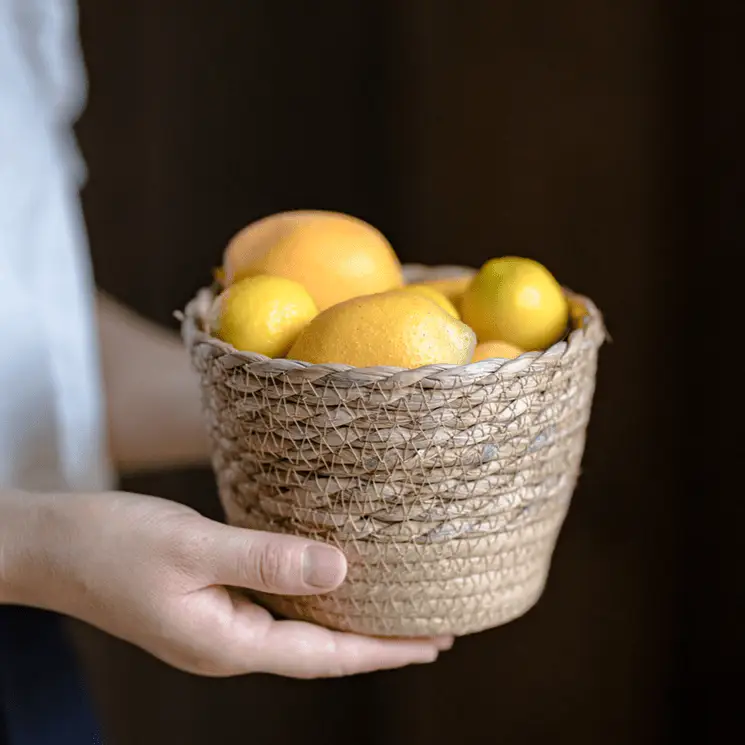Natural Straw Desktop Flower Basket by RusticReach