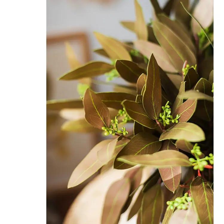 Artificial Oval Leaf Eucalyptus Stem Bundle in Brown 18" Tall Faux by RusticReach