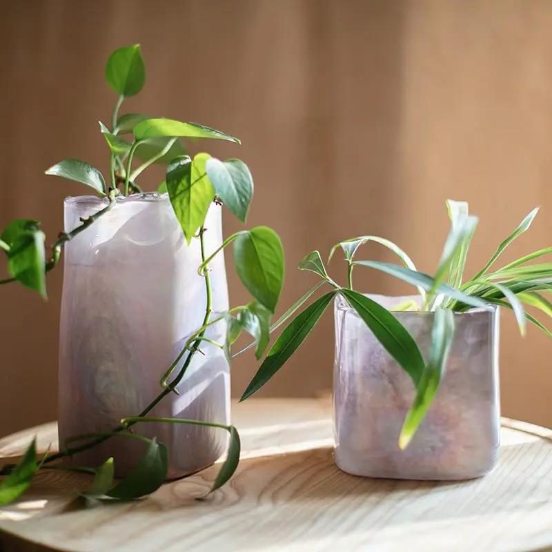 Pink Morandi Color Art Glass Vase by RusticReach