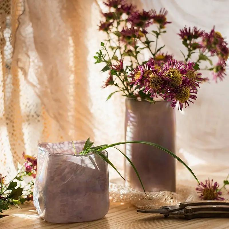 Pink Morandi Color Art Glass Vase by RusticReach