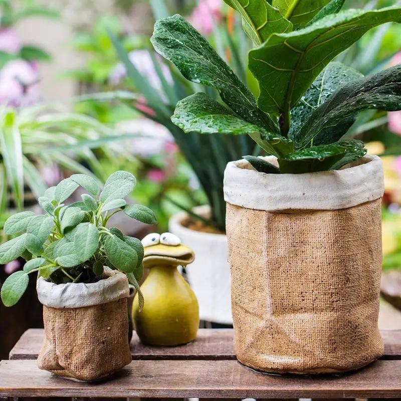 Paper Bag Style Concrete Garden Pot by RusticReach