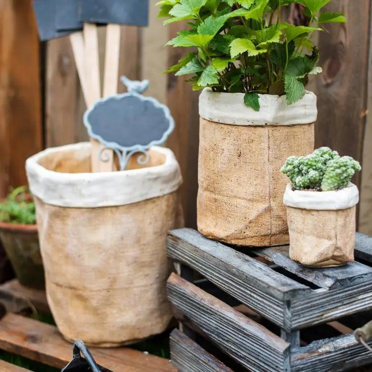 Paper Bag Style Concrete Garden Pot by RusticReach