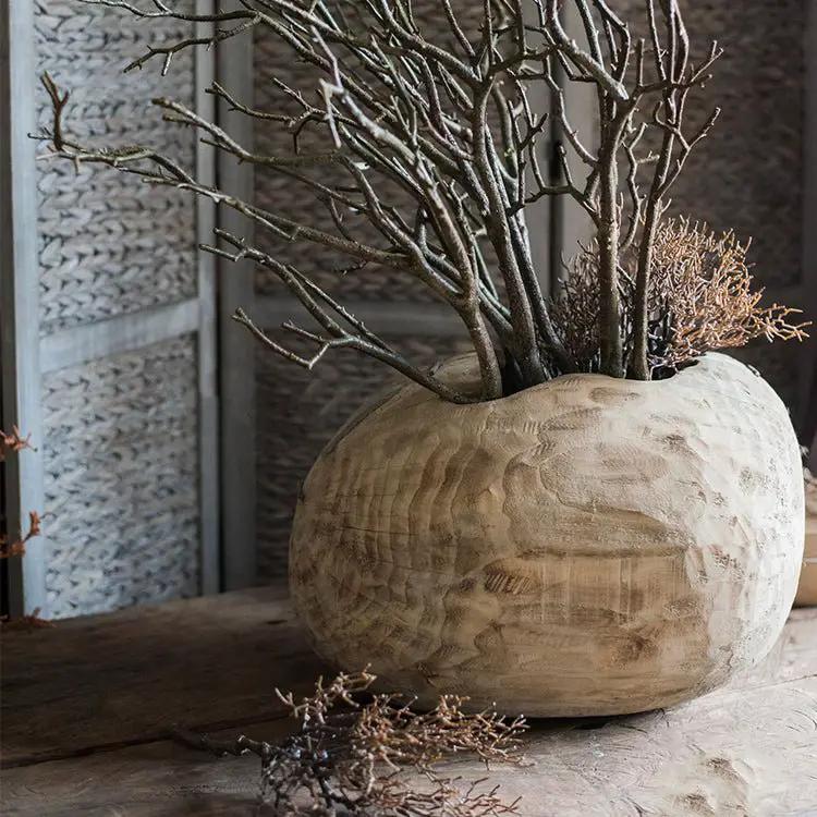 Parasol Tree Wood Natural Solid Wood Floral Container by RusticReach