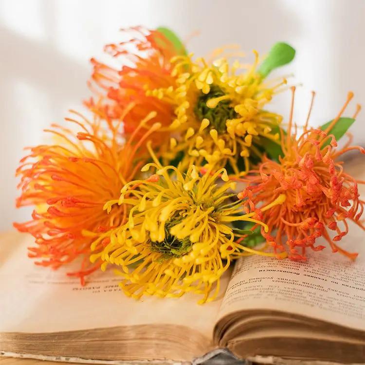 Faux Silk Artificial Pincushion Flower Stem 24" Tall by RusticReach