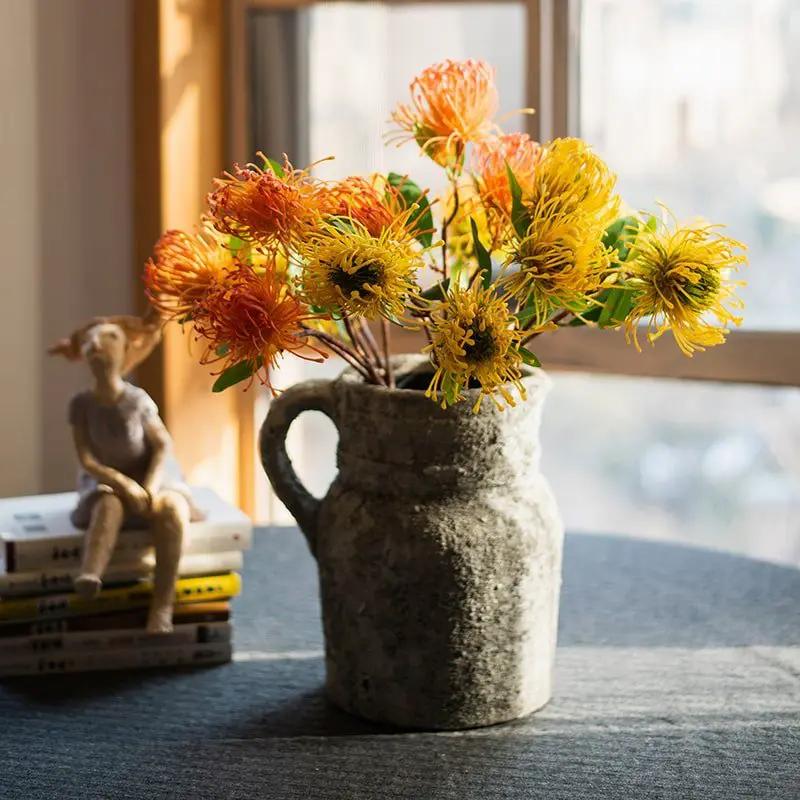Faux Silk Artificial Pincushion Flower Stem 24" Tall by RusticReach