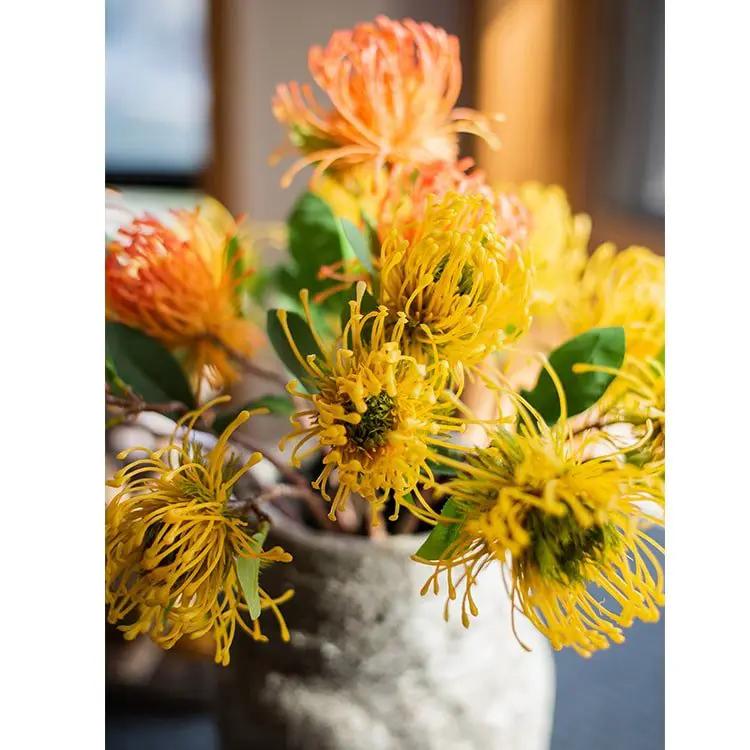 Faux Silk Artificial Pincushion Flower Stem 24" Tall by RusticReach