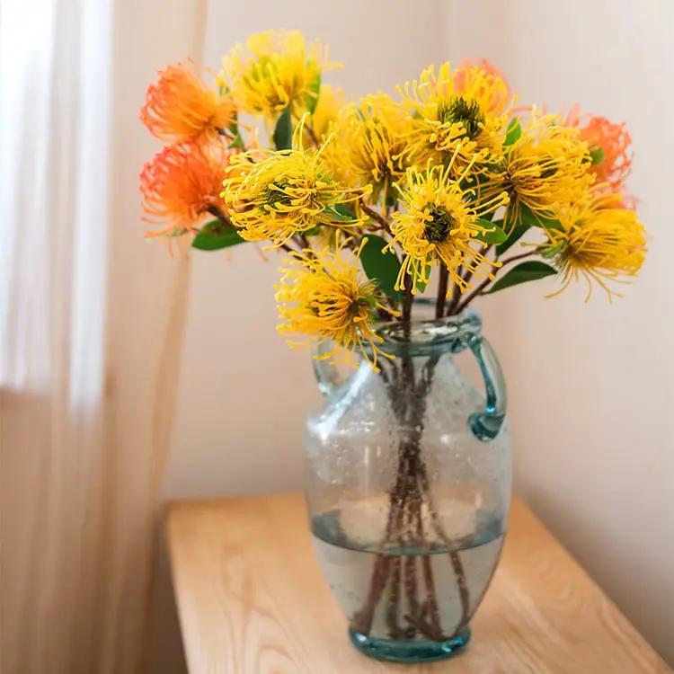 Faux Silk Artificial Pincushion Flower Stem 24" Tall by RusticReach