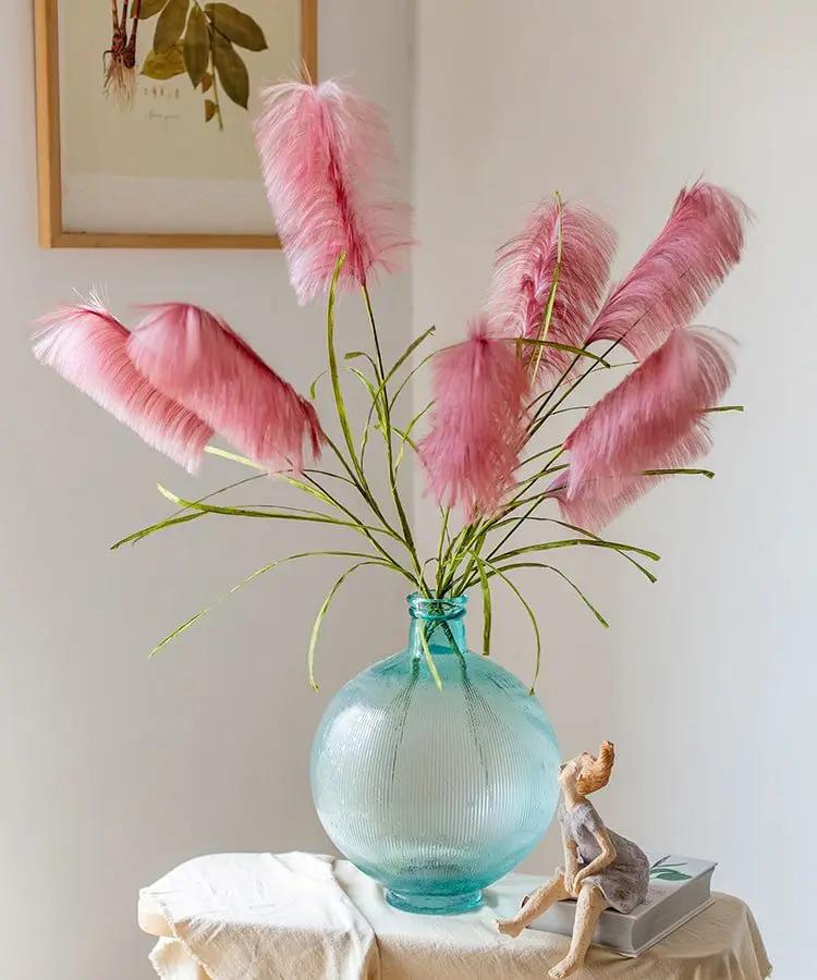 Faux Silk Artificial Pink Reed Grass Stem 45" Tall by RusticReach