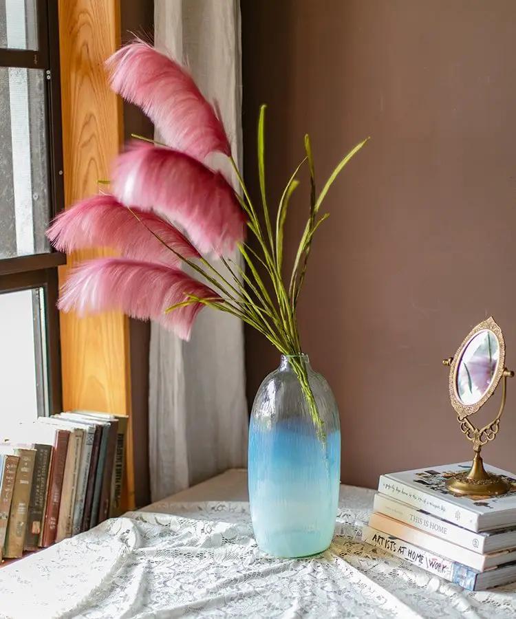 Faux Silk Artificial Pink Reed Grass Stem 45" Tall by RusticReach