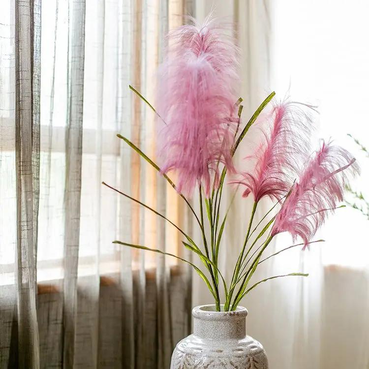 Faux Silk Artificial Pink Reed Grass Stem 45" Tall by RusticReach
