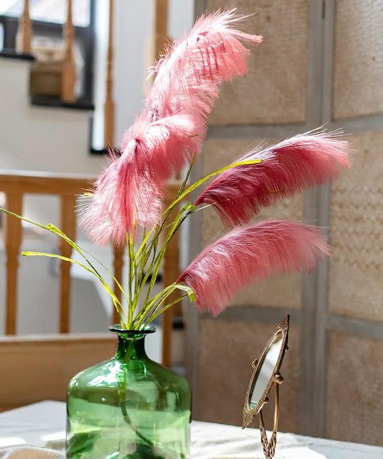 Faux Silk Artificial Pink Reed Grass Stem 45" Tall by RusticReach