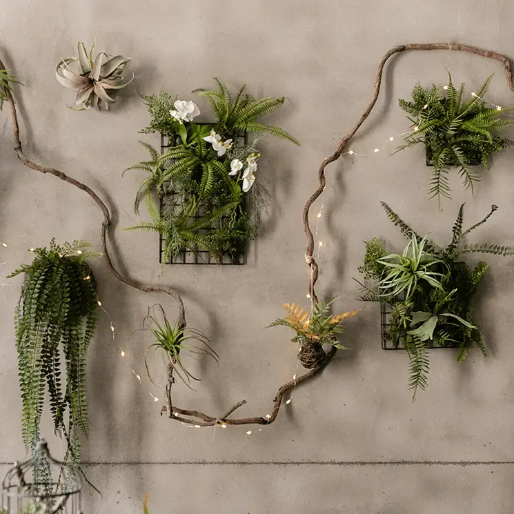 Artificial Faux Plant Metal Frame Wall Décor by RusticReach