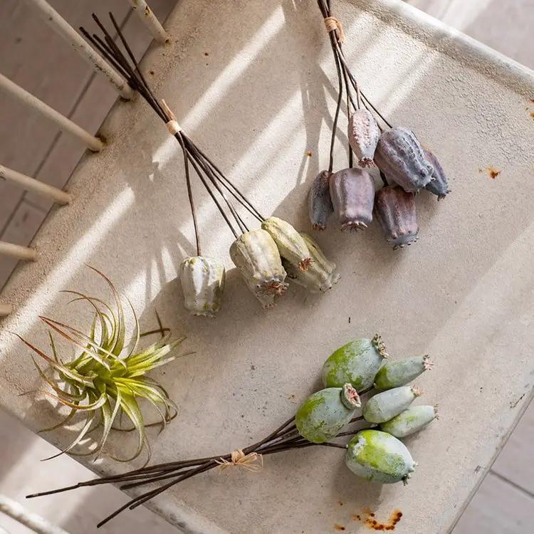Artificial Poppy Fruit Bunch 10.6" Tall Silk Plant by RusticReach