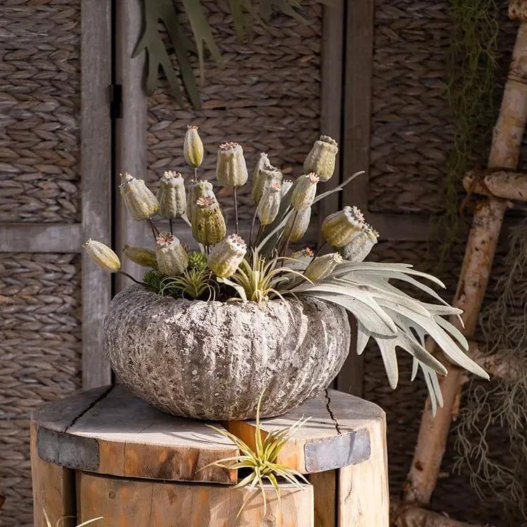 Artificial Poppy Fruit Bunch 10.6" Tall Silk Plant by RusticReach