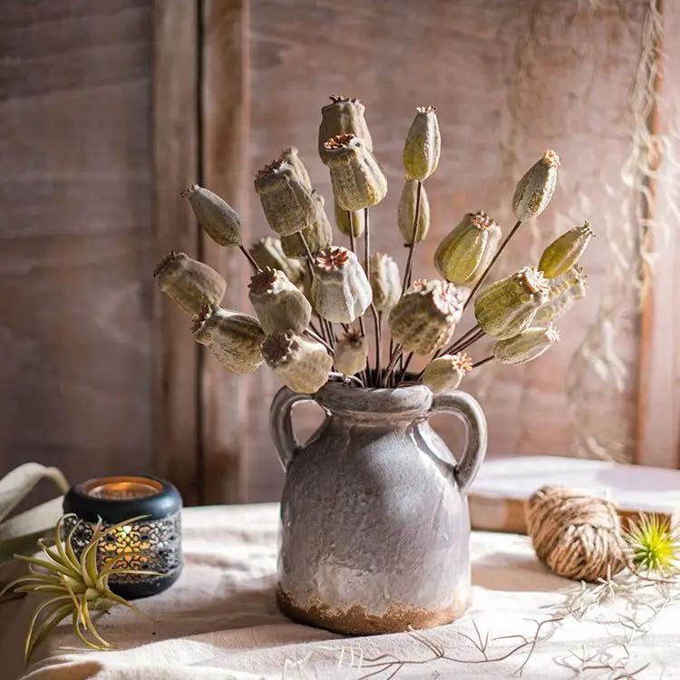 Artificial Poppy Fruit Bunch 10.6" Tall Silk Plant by RusticReach