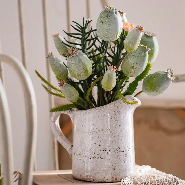 Artificial Poppy Fruit Bunch 10.6" Tall Silk Plant by RusticReach