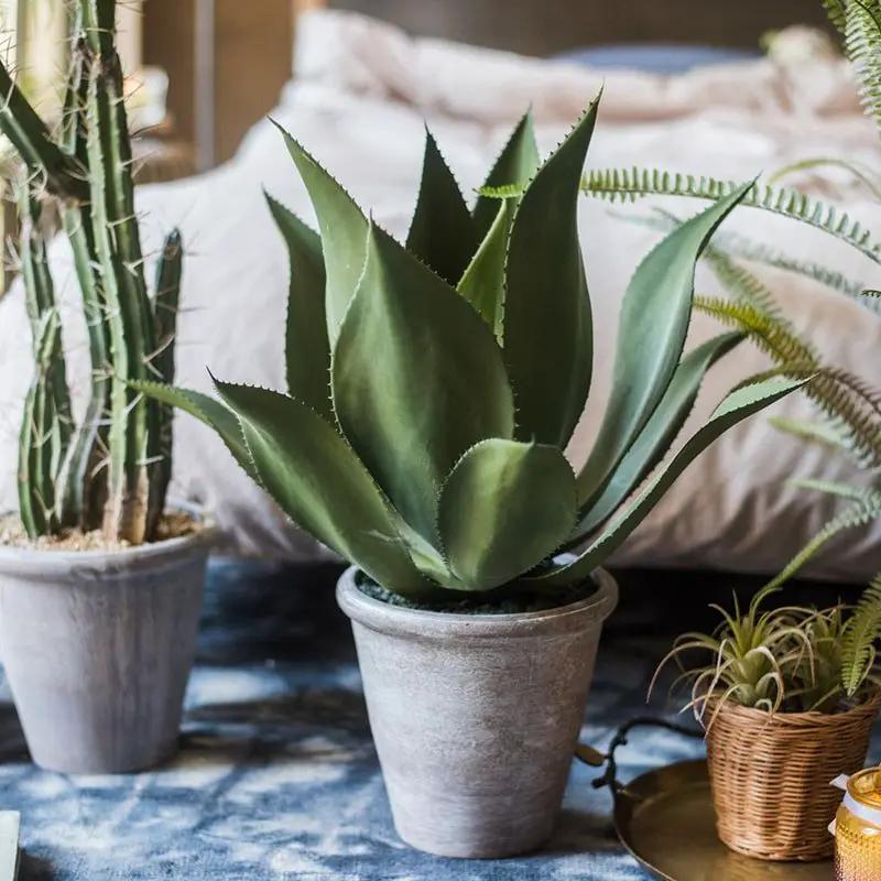 Artificial Faux Large Potted Agave Plant 22.8" by RusticReach