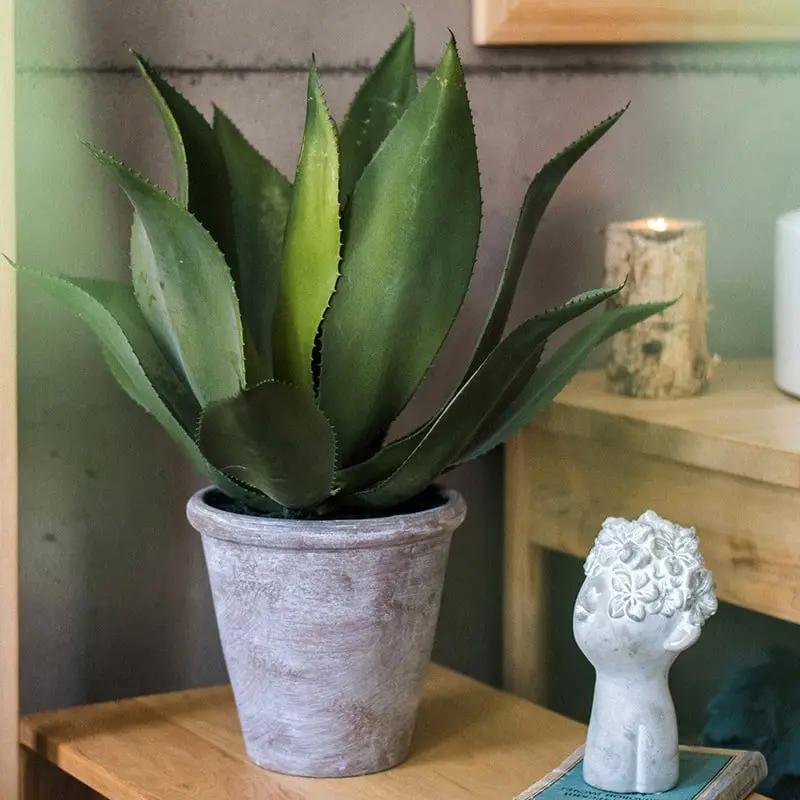 Artificial Faux Large Potted Agave Plant 22.8" by RusticReach