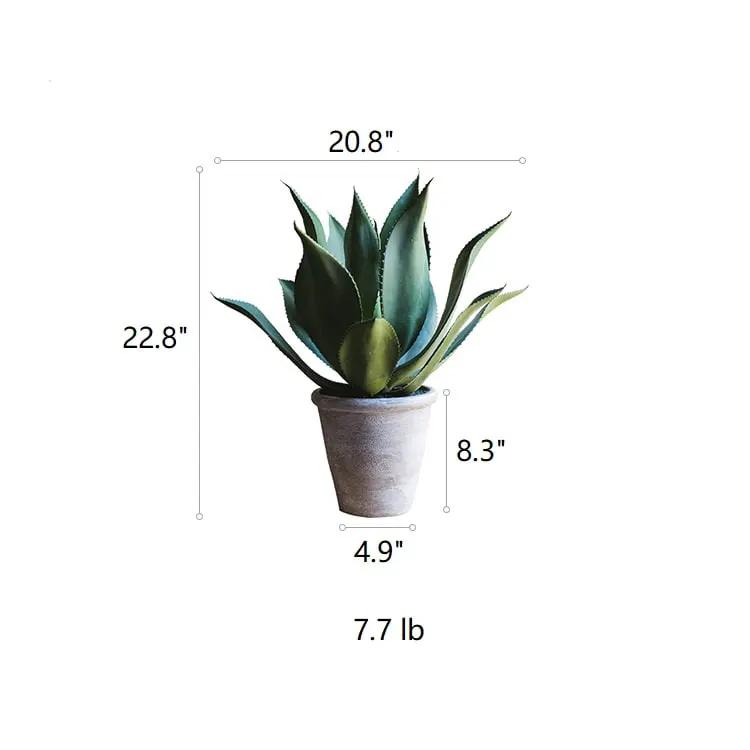 Artificial Faux Large Potted Agave Plant 22.8" by RusticReach