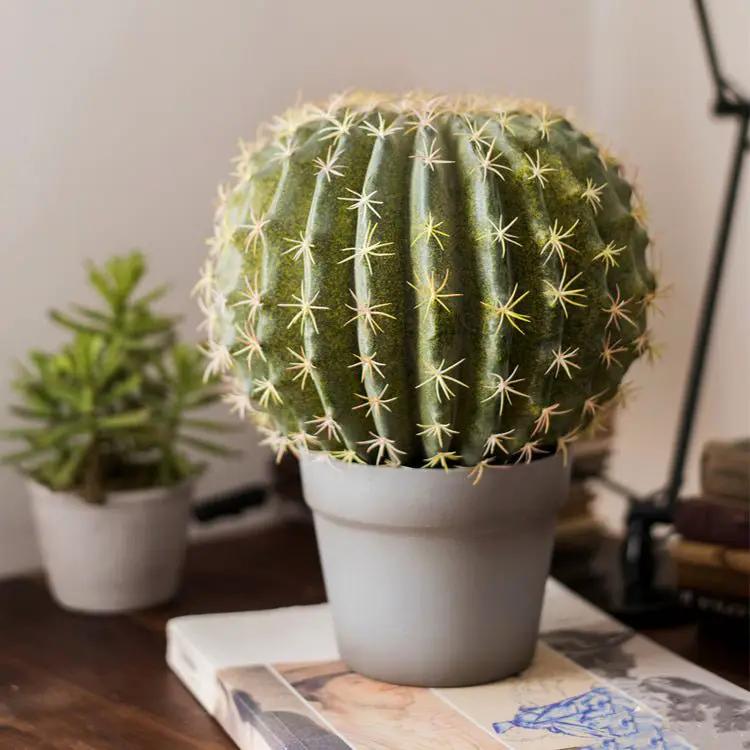 Artificial Faux Cactus Ball In Pot by RusticReach